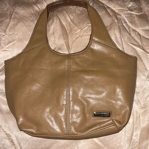 Women’s mini light brown leather handbag
